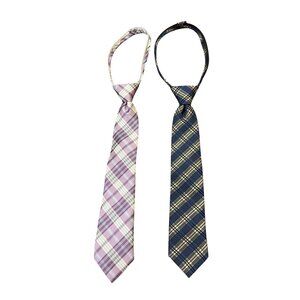 Lot of 2 XMI Zipper Ties Youth Size – Plaid Purple & Blue – Excellent Condition